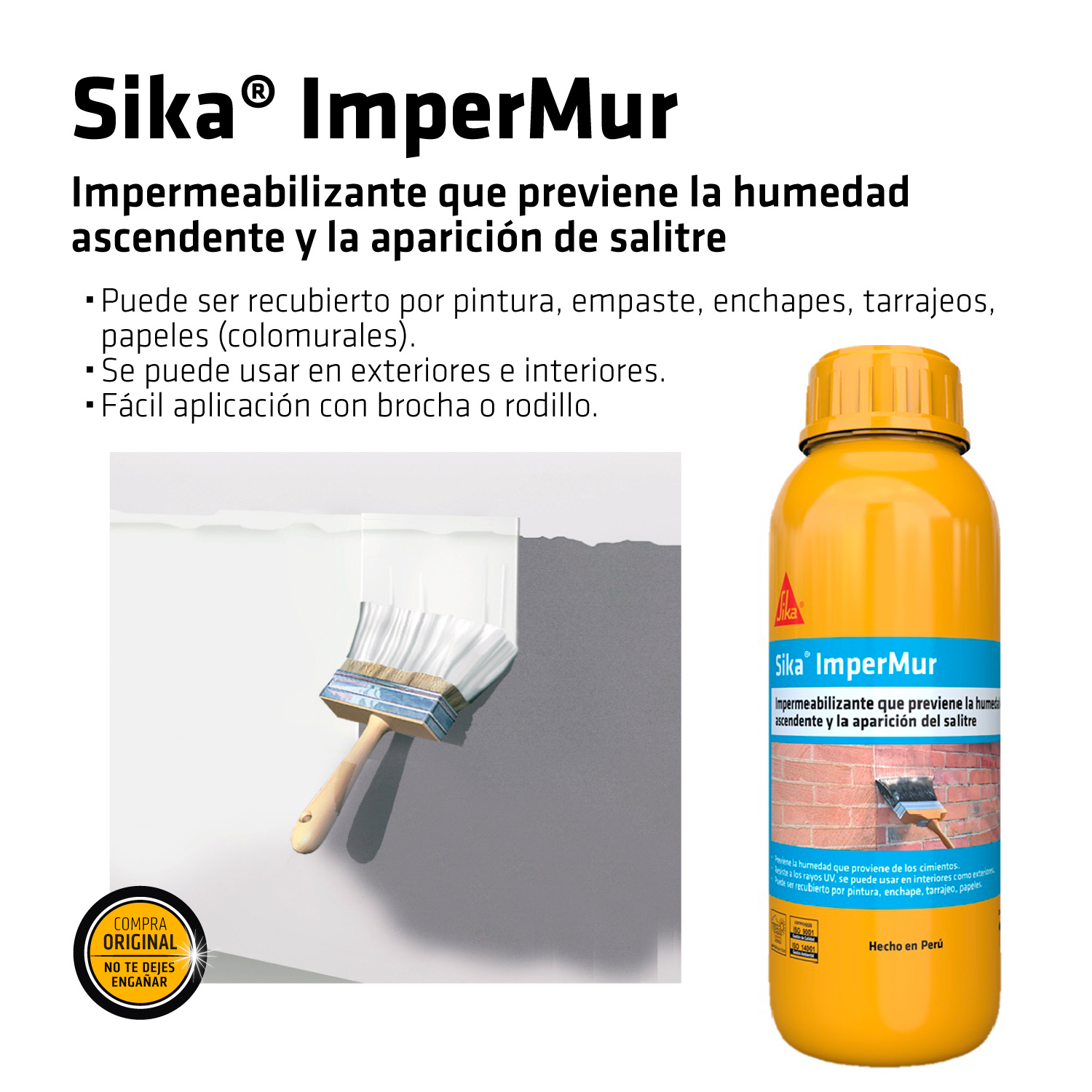 RESINA CONTRA LA HUMEDAD Y SALITRE SIKA IMPERMUR 1L - Imagen 5