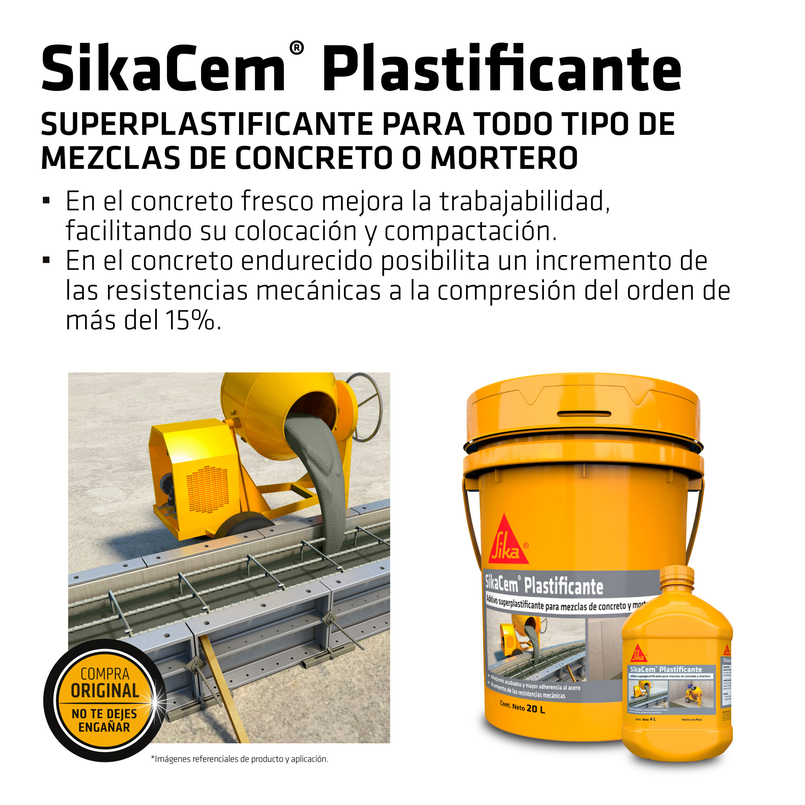 ACELERADOR DE CONCRETO SIKACEM ACELERANTE 20L - Imagen 5