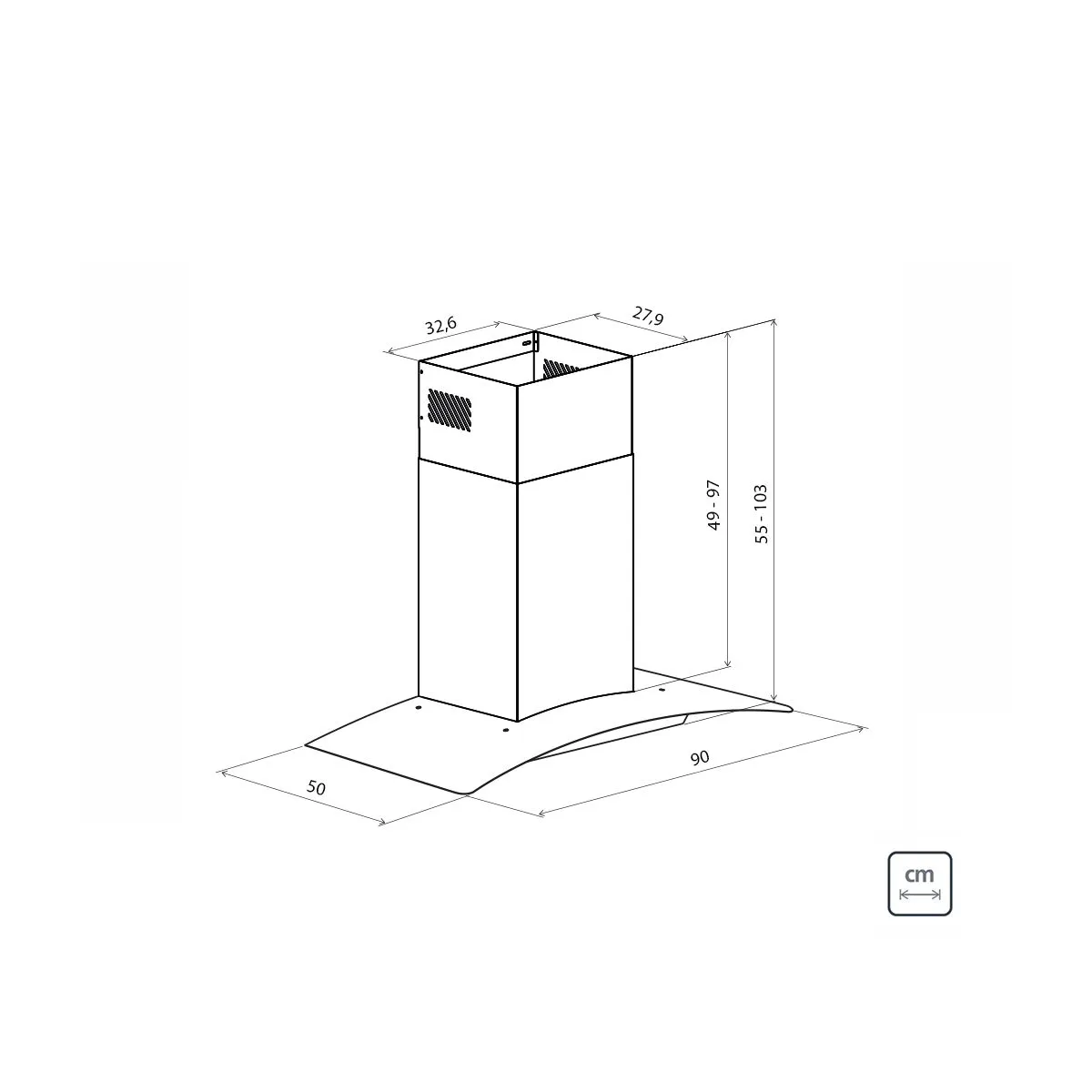 Campana de pared Tramontina de acero inoxidable y vidrio templado de 90 cm y 220 V - Imagen 2