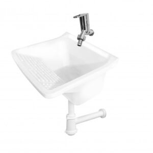 Kit completo - Lavarropa Hércules con desagüe, trampa botella y grifería de lavandería