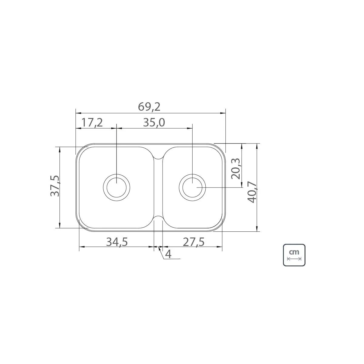 LAVADERO DOBLE POZA RECT.VER.PERF.INOX 69X40X14 - TRAMONTINA - Imagen 3