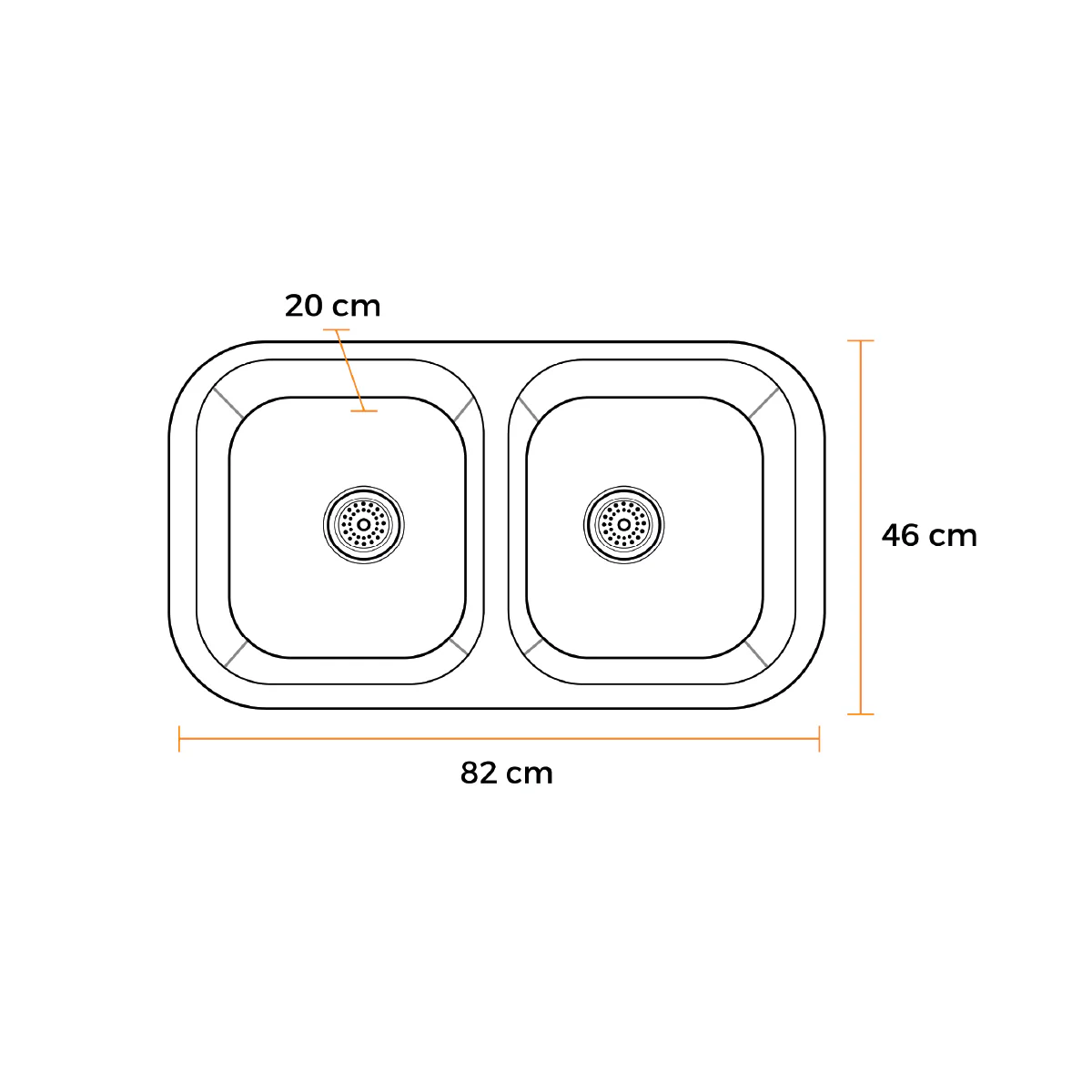 LAVADERO STAINLESS PESADO DOBLE POZA P/MARMOL FT 82X46 - FRATELLI - (NUEVO) - Imagen 3