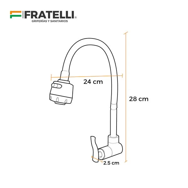 Llave P/Cocina A La Pared Sfna 8-P -Satinado -Fratelli - Imagen 3