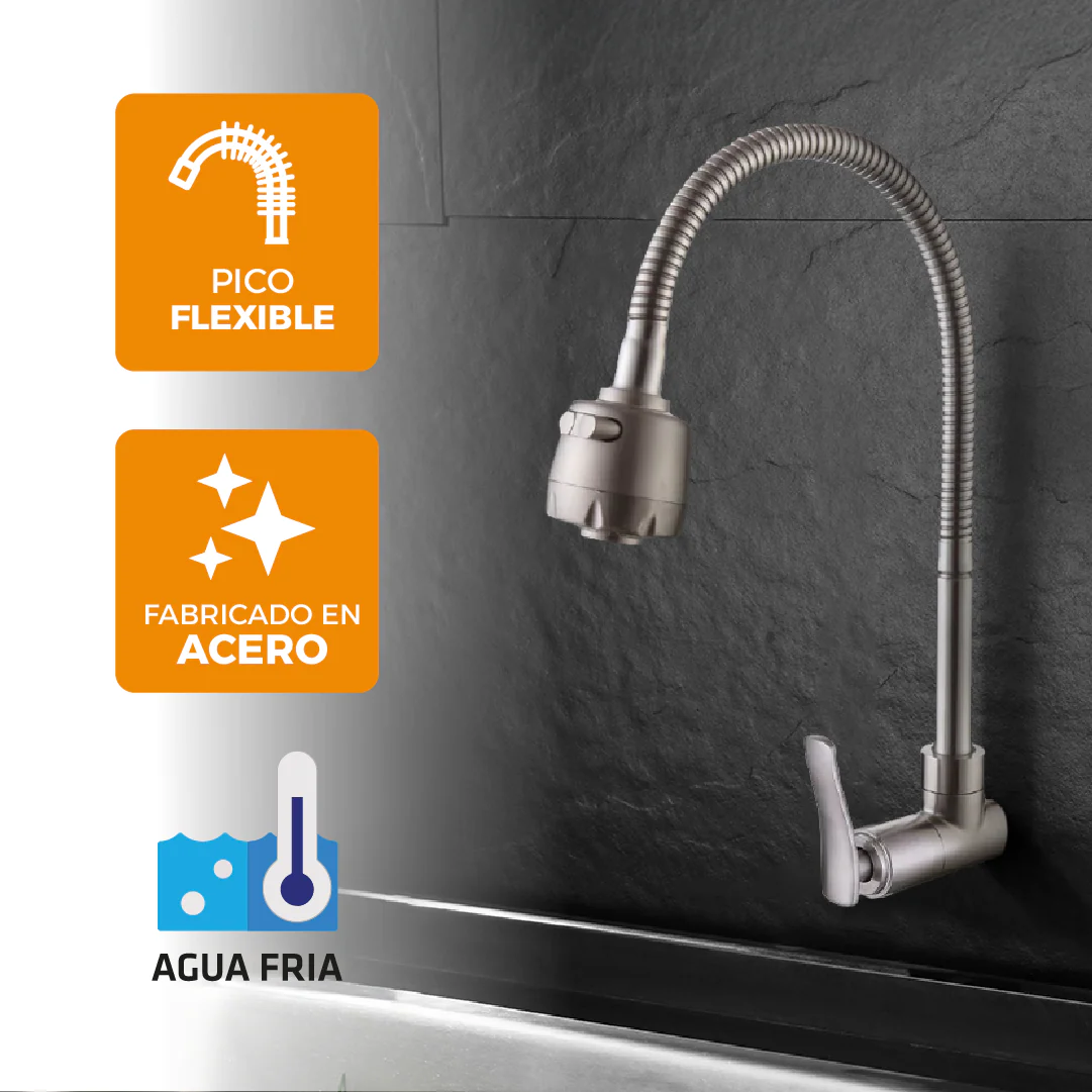 Llave P/Cocina A La Pared Sfna 8-P -Satinado -Fratelli - Imagen 2