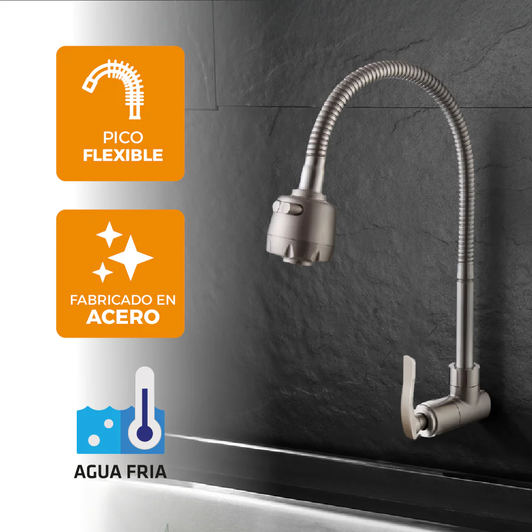 Llave P/Cocina A La Pared Sfna 5-P -Satinado -Fratelli - Imagen 2