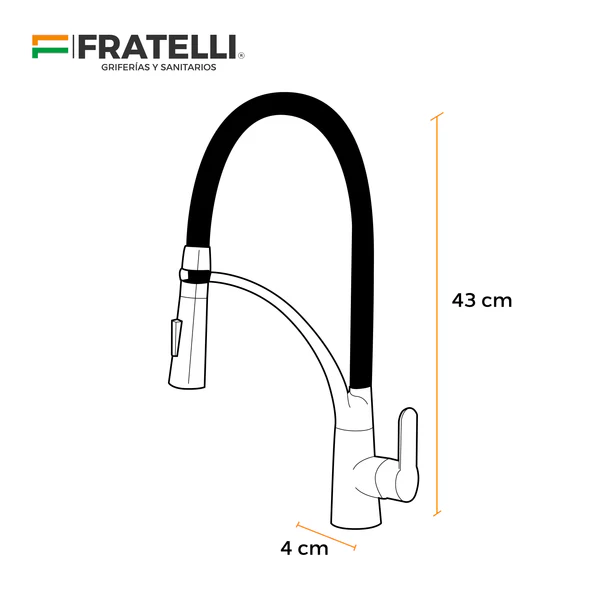 Mezcladora Monoc. P/Cocina Al Mueble Dallas-2 Bronce Cromado - Fratelli Premium - Imagen 2