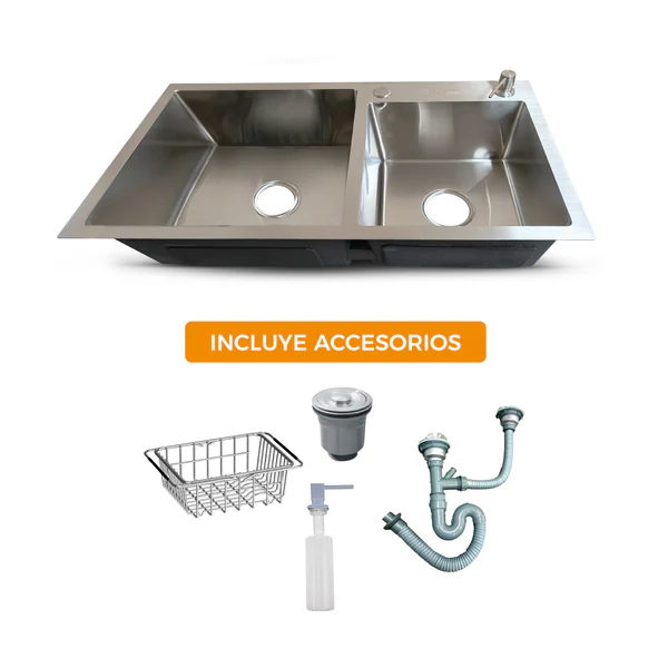 PRM-7843S LAVADERO PRIME DE ACERO INOX DOBLE POZA - FRATELLI